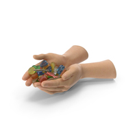 Two Hands Handful with Mixed Gummy Candies PNG & PSD Images