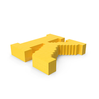 Stylized Cartoon Voxel Pixel Art Letter K on Ground PNG & PSD Images