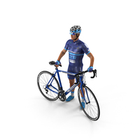Cyclist Athlete in Blue Suit with Bicycle PNG & PSD Images