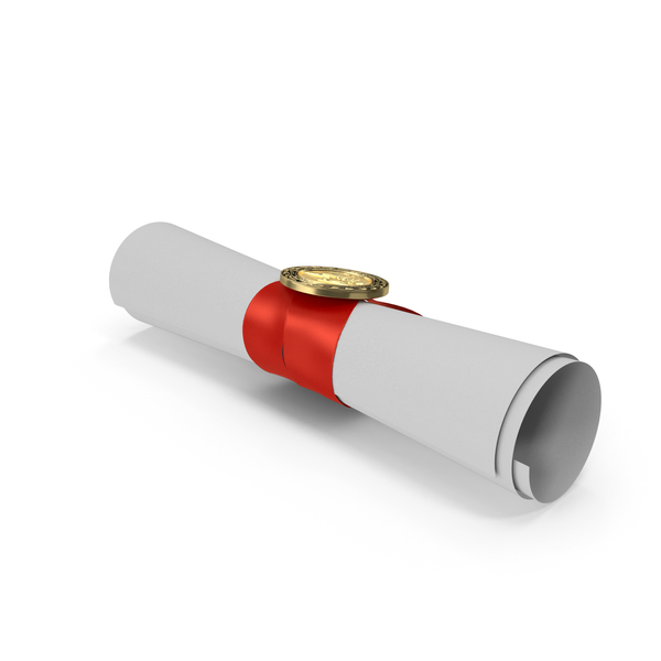 Degree Scroll Red Ribbon with Diploma Medal PNG & PSD Images