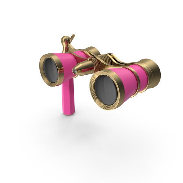 Elegant Pink Opera Glasses with Handle PNG & PSD Images