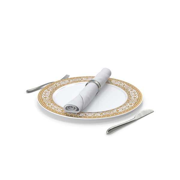 Empty Plate And Silverware Set PNG & PSD Images