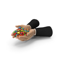 Suit Two Hands Handful with Mixed Colored Chocolate Buttons PNG & PSD Images
