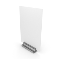 White Desk Paper Banner with Silver Stand PNG & PSD Images