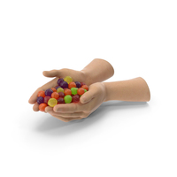 Two Hands Handful with Spherical Hard Candy PNG & PSD Images