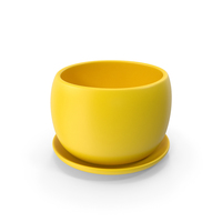 Ceramic Pot With Plate Yellow PNG & PSD Images
