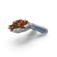 Robot Hands Handful With Wrapped Hard Candy PNG & PSD Images