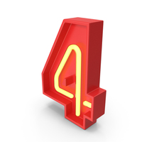 Neon Number 4 PNG & PSD Images