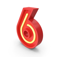 Neon Number 6 PNG & PSD Images