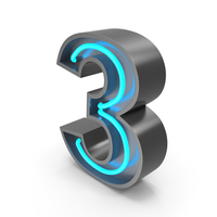 Neon Number 3 PNG & PSD Images
