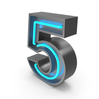 Neon Number 5 PNG & PSD Images