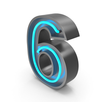 Neon Number 6 PNG & PSD Images