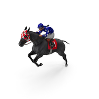Black Racing Horse with Jokey Jumping PNG & PSD Images