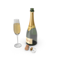 Champagne Bottle Krug Opened With Flute PNG & PSD Images