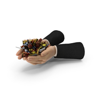 Two Suit Hands Handful with Mixed Fancy Wrapped Candies PNG & PSD Images