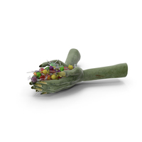 Creature Hands Handful with Mixed Wrapped Hard Candy PNG & PSD Images