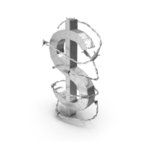 Dollar Metal with Rivets in Barbed Wire PNG & PSD Images