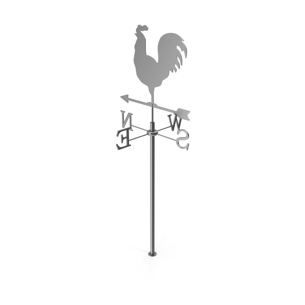 Silver Rooster Chicken Metal Weathervane PNG & PSD Images