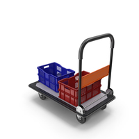 Folding Handle Trolley with Crates PNG & PSD Images