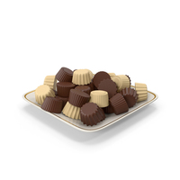 Square Plate With Chocolate PNG & PSD Images