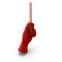 Glove Holding a Pink Dipped Pretzel Rod with White Lines PNG & PSD Images