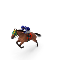 Jumping Bay Racing Horse with Jokey Fur PNG & PSD Images