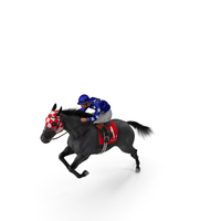 Jumping Black Racing Horse with Jokey Fur PNG & PSD Images