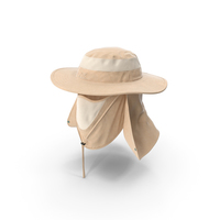 Khaki Outdoor Fishing Hat with Removable Neck Flap and Face Cover Mask PNG & PSD Images
