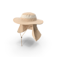 Khaki Outdoor Fishing Hat with Removable Neck Flap PNG & PSD Images
