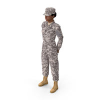 Black Female Soldier Military ACU Standing Pose Fur PNG & PSD Images
