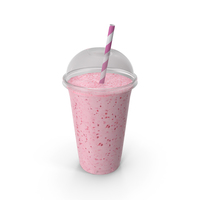 Fresh Fruit Coctail in Plastic Cup with Straw PNG & PSD Images