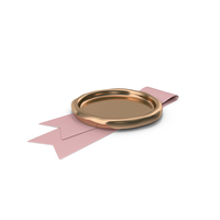 Pink Ribbon with Wax Stamp PNG & PSD Images