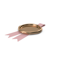 Pink Ribbon with Wax Stamp PNG & PSD Images