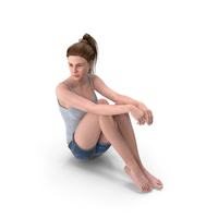 Woman Sits Arms on Legs PNG & PSD Images