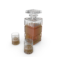 Crystal Whiskey Decanter With A Pair Of Glasses PNG & PSD Images