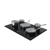 5 Zone Induction Hob with Stainless Tableware PNG & PSD Images