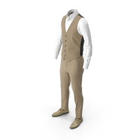 Men's Pants Waistcoat Shirt Shoes Beige PNG & PSD Images