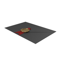 Black Envelope with Red Ribbon and Gold Wax Seal PNG & PSD Images