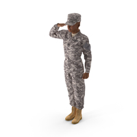 Black Female Soldier ACU Saluting Pose PNG & PSD Images