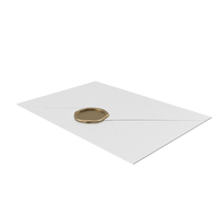 White Envelope with Gold Wax Seal PNG & PSD Images