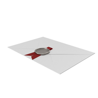White Envelope with Red Ribbon and Silver Wax Seal PNG & PSD Images