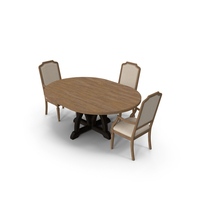 Corsica Round Dining Table Upholstered Arm Chair PNG & PSD Images
