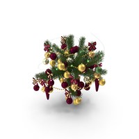 Christmas Tree Branch with Balls PNG & PSD Images