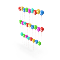 Alphabet on Balloons with Ribbons PNG & PSD Images