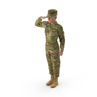 Female Soldier Camo Saluting Pose PNG & PSD Images
