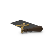 Black Envelope with Ribbon and Wax Seal and Stamp PNG & PSD Images