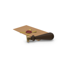 Craft Envelope with Ribbon and Wax Seal and Stamp PNG & PSD Images