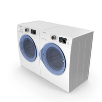 Front Load Washing Machine and Dryer Samsung White PNG & PSD Images
