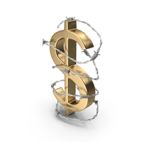 Dollar Gold in Barbed Wire Steel PNG & PSD Images