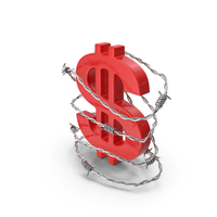 Dollar Symbol Red in Barbed Wire Steel PNG & PSD Images